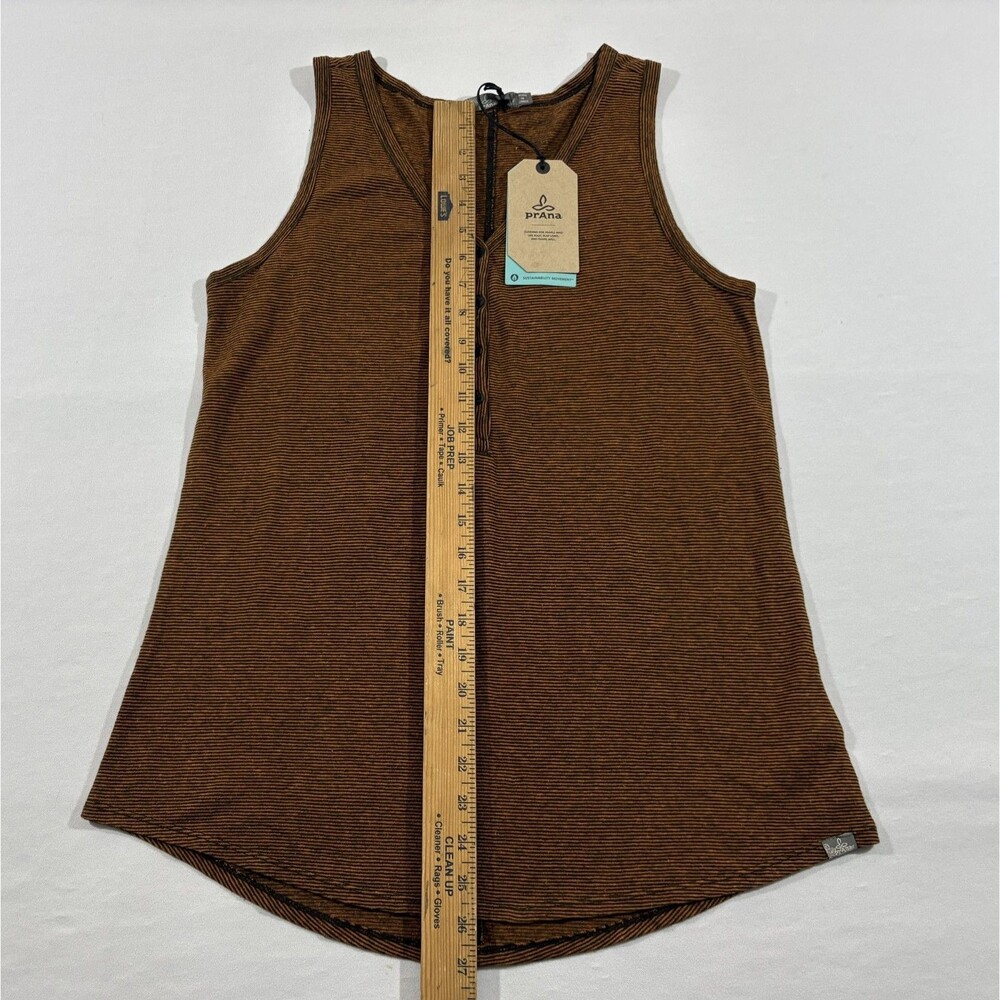 Prana Patty Womens Henley Tank Adobe Brown Stripes Hemp Organic Cotton Sz M NEW - Picture 4 of 12